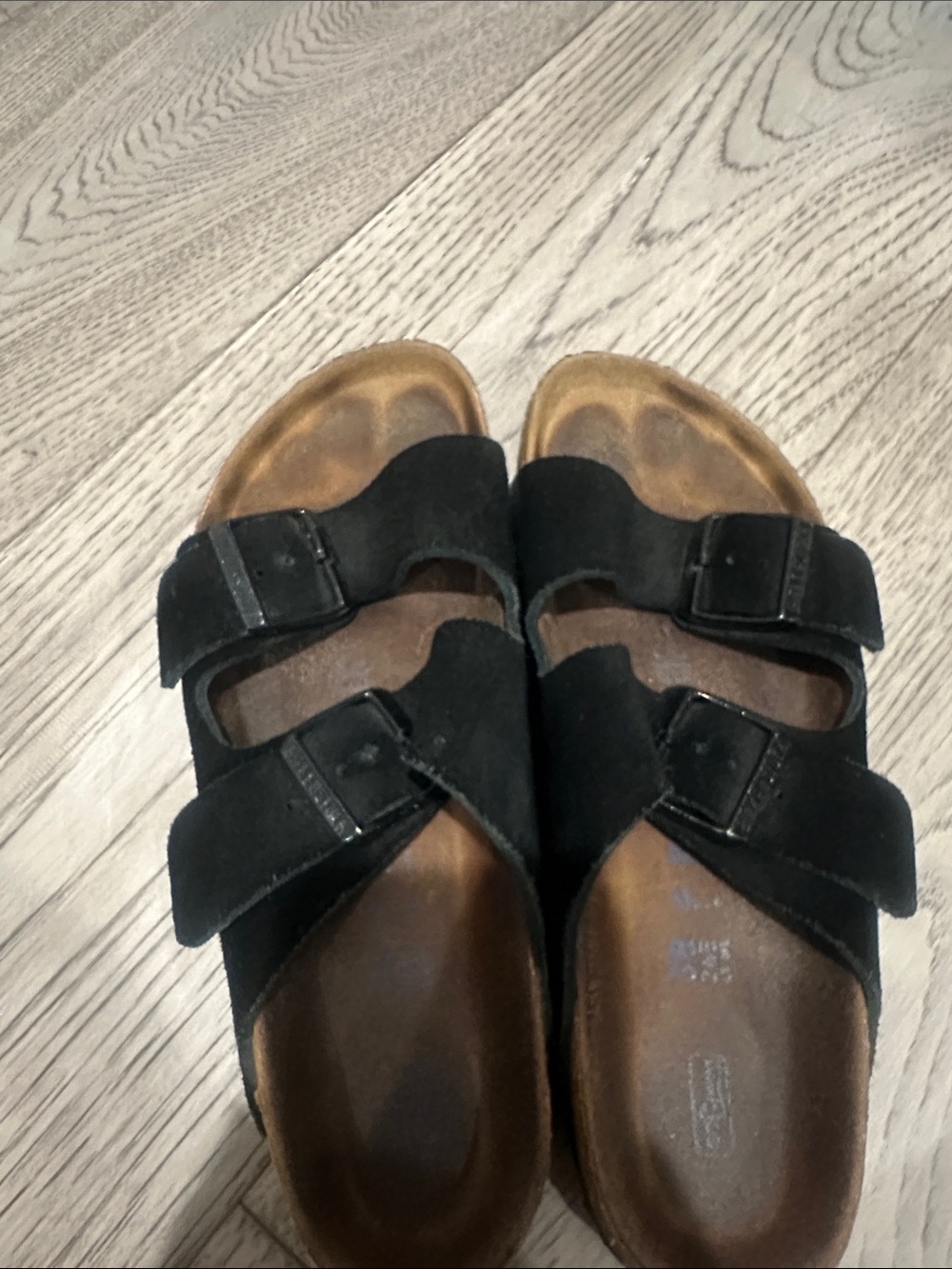 Birkenstock Black Double Buckle Suede Slides - Picture 3 of 3
